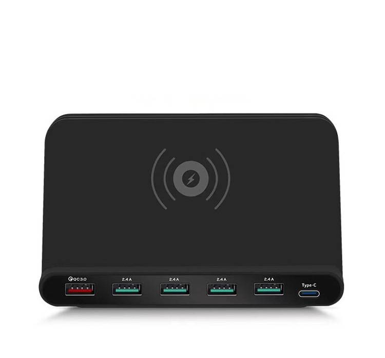 60 Вт многофункциональное 3 в 1 зарядное устройство, 6 USB портов быстрое зарядное устройство, беспроводное зарядное устройство для iPhone Samsung