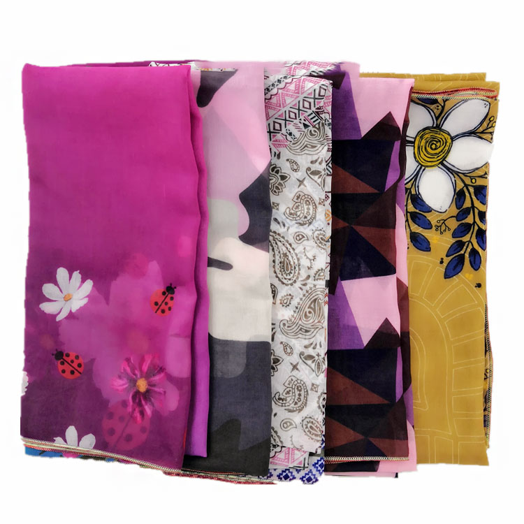 100s printing spun polyester voile fabric for lady scarf and shawl