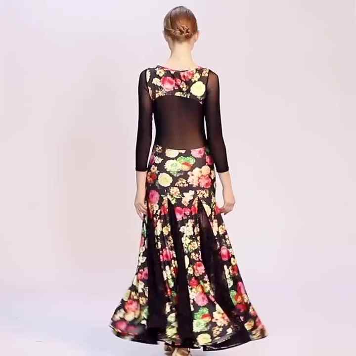 Ylf979ラウンドセクシー社交ダンスドレスハイエンドサルササンバ