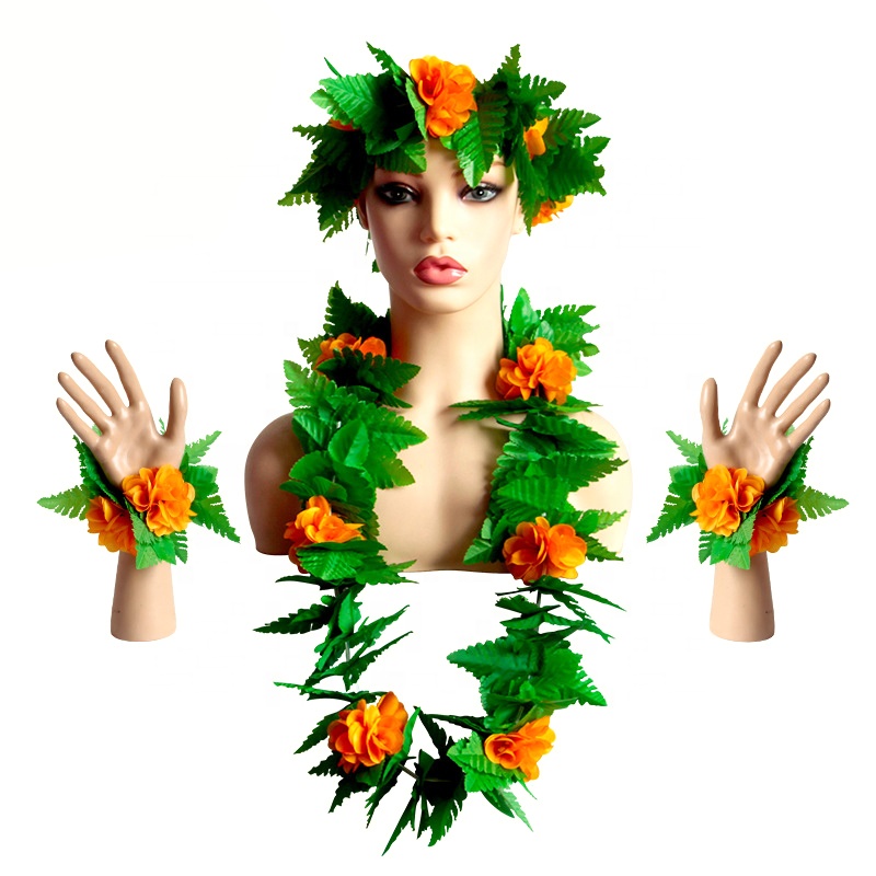 Neon Purple Hawaiian Leis Hawaii Neck Garland Hula Girl Fancy Dress