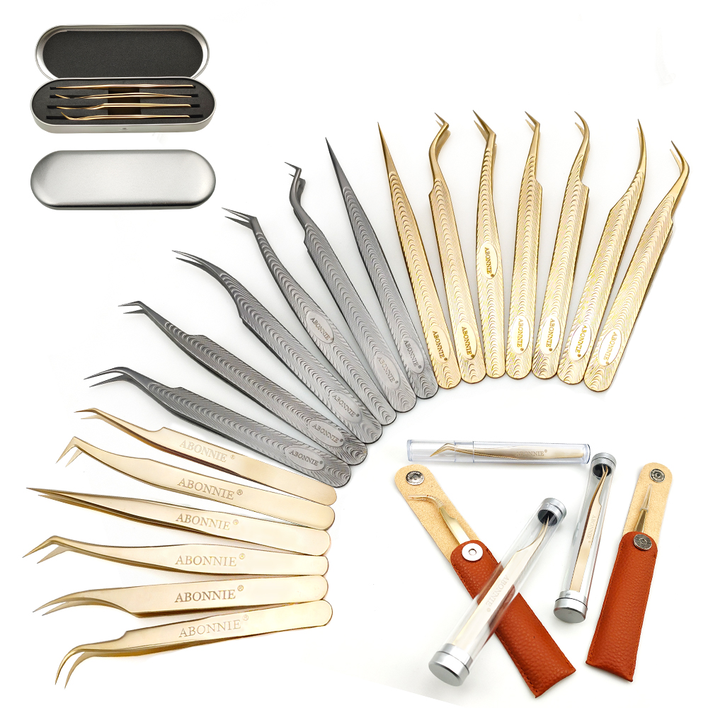 Abonnie 2021 Новые поступления Пинцет для наращивания ресниц антистатический из нержавеющей стали OEM Пинцет для ресниц