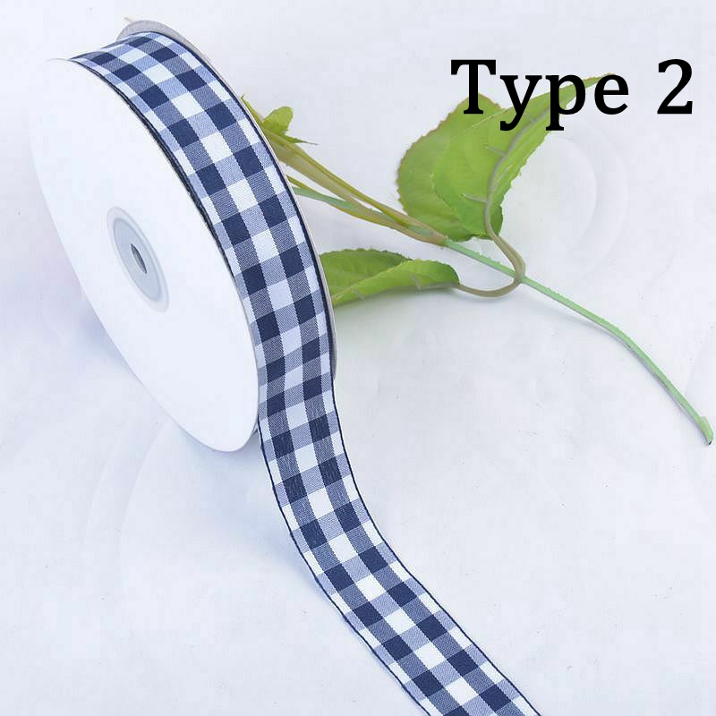 50 Yards Gingham Ribbon Taffeta Ribbon Black and White Plaid Polyester Ribbon with Woven Edge