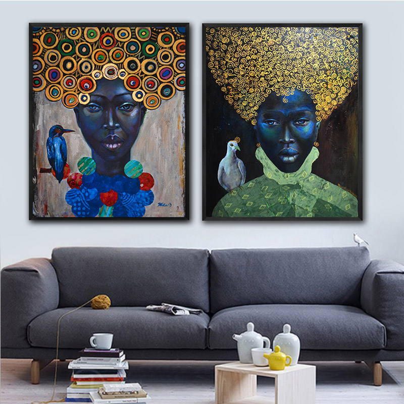 ArtistryCanvas Quadro Donna Africana – Set 3 Stampe Su Tela Con Cornice 30x40 Cm | Decorazione Parete Moderna