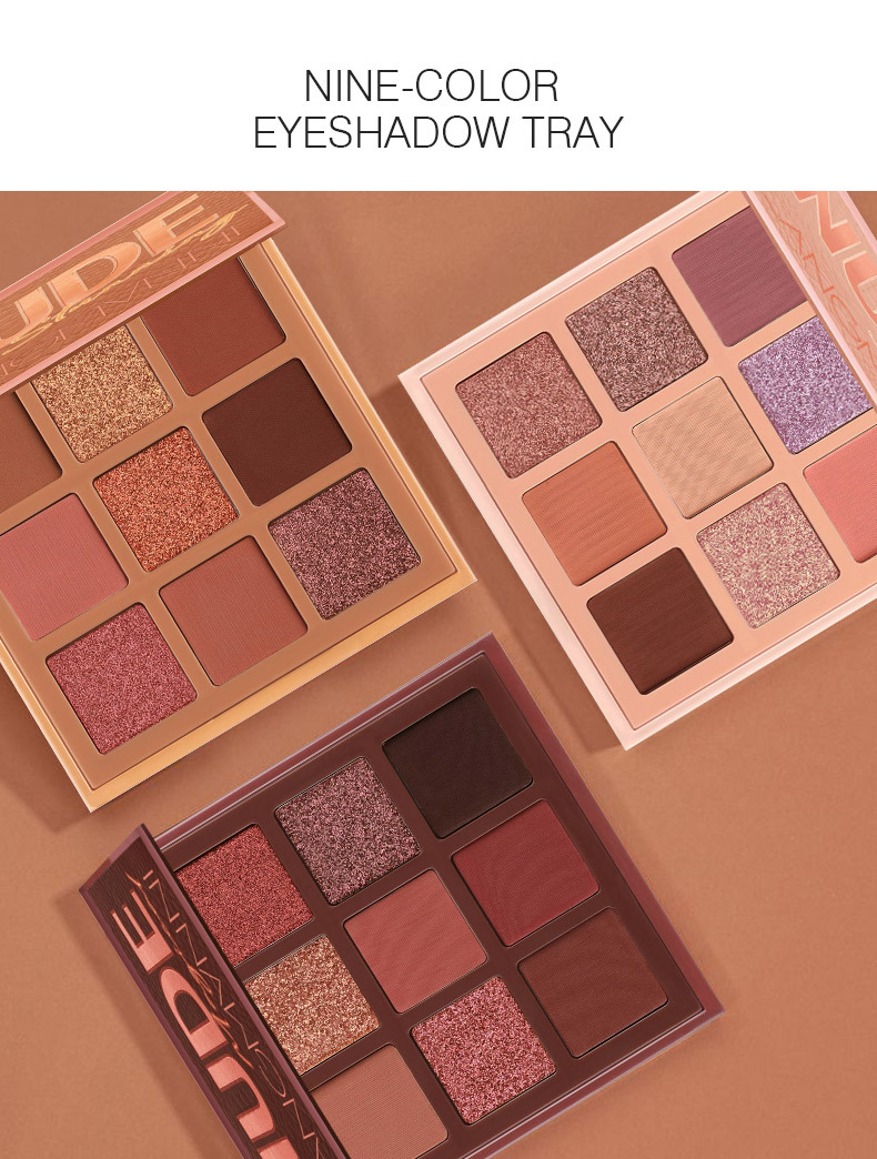 9 Colors Nude Eyeshadow Kit Matte Glitter Eyeshadow Palette Makeup Diamond Glitter Metallic Shiny Nude Eye Pigment Cosmetics