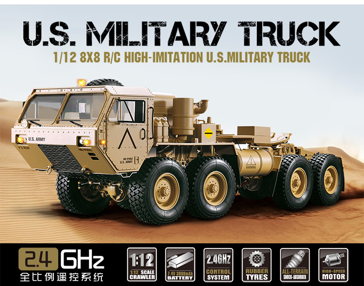HG P802 1/12 2.4G M983 739mm RC Car - US Army Military Truck
