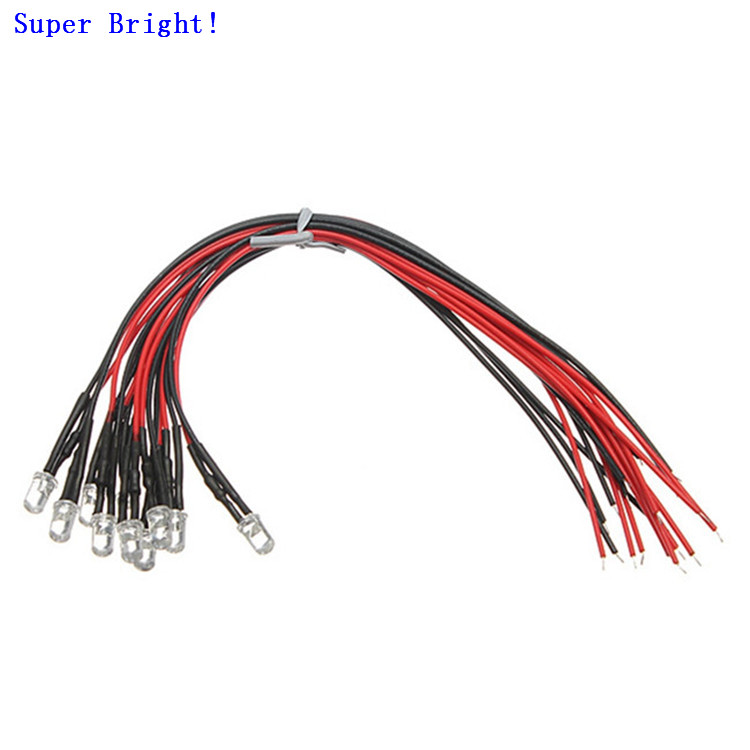 50pcs 5mm Orange Diffused 5V 6V 7V DC Bright Pre-Wired LED Leds Light 20CM New