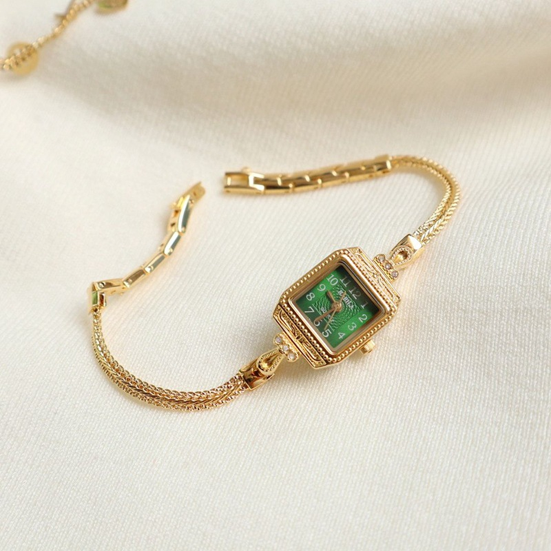 Ювелирные изделия Aimgal, маленькие и изысканные легкие роскошные часы с тонким ремешком, шикарные квадратные женские часы с цепочкой