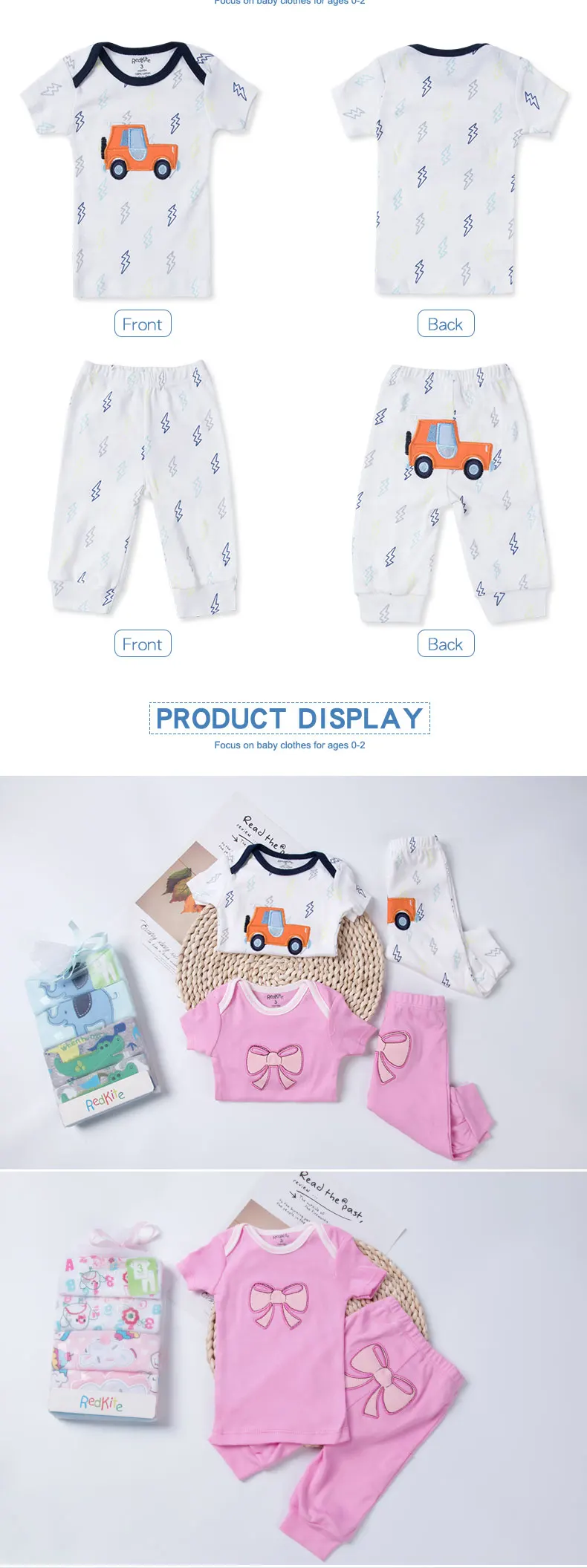 100% cotton animal embroidery short sleeve T shirt trousers infants newborn boy baby clothes gift set