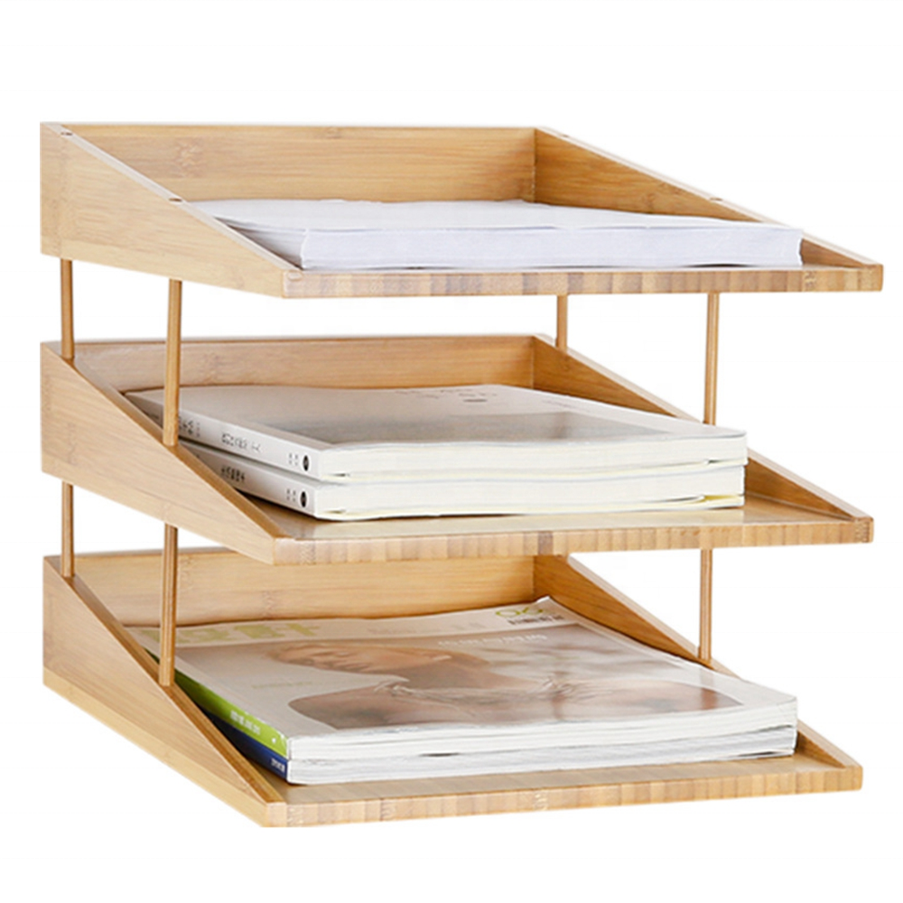 Бамбуковый многослойный бумажный держатель для файлов A4, коробка для хранения, стойка для шкафа, полка, офисные настольные канцелярские принадлежности, хранение книг