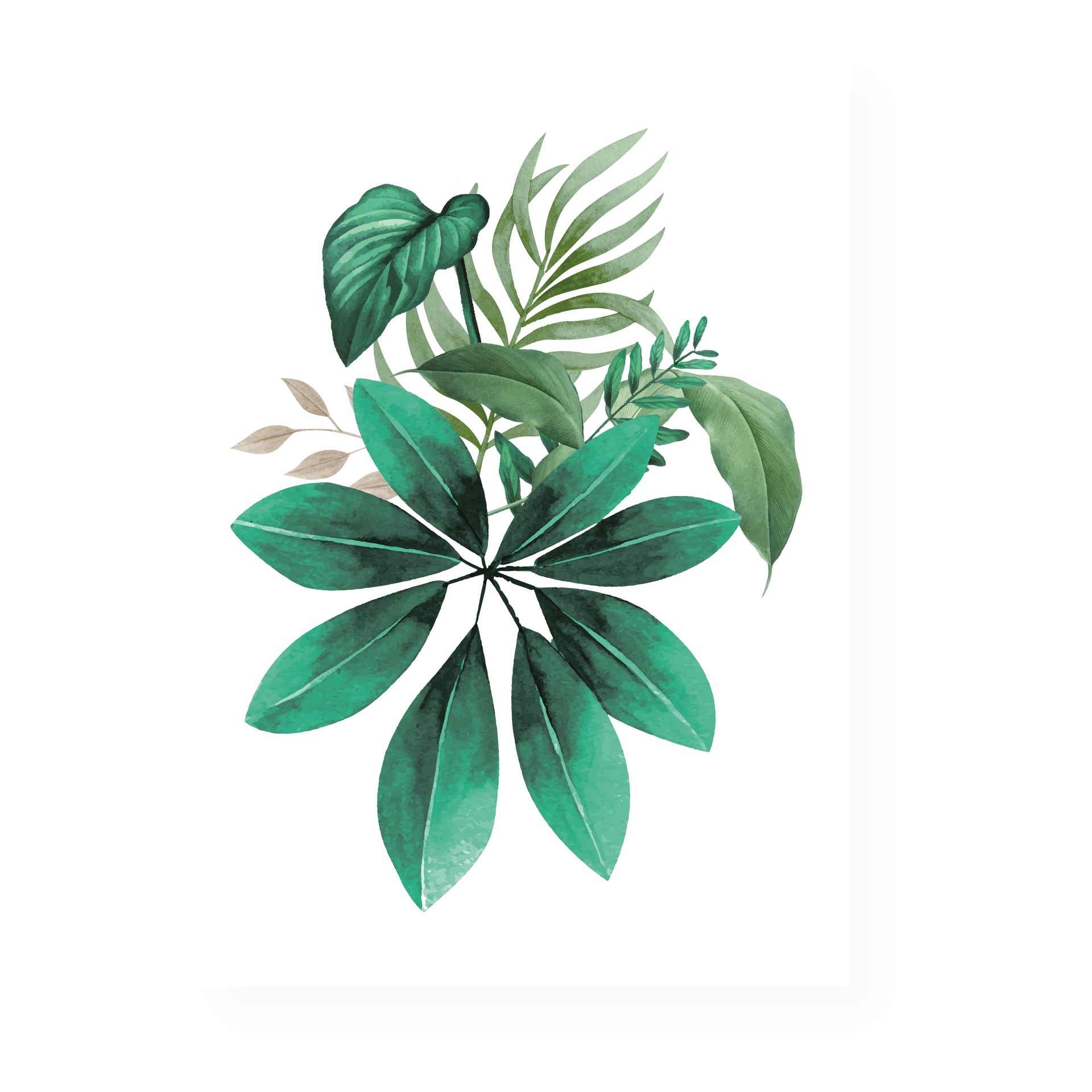 墙艺北欧植物绿叶帆布绘画海报和印花墙画帆布厂家批发 - buy green