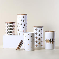 Nordic  Marble Color  Ceramic Decorative Storage Trunk Set  Food  Cookie Sealed Storage Jar