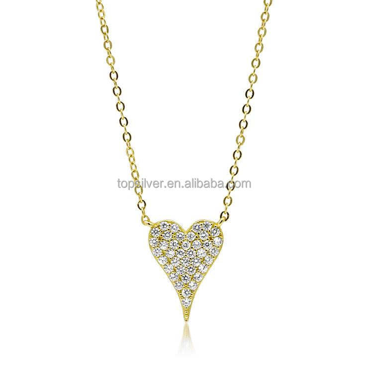 2023 Newest Necklace Designs Women's customization 14K18K Gold Diamond Pave Heart Necklace