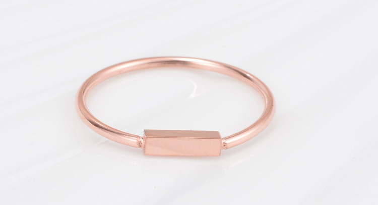 Wholesale Jewelry Engraved Name Dainty Rose Gold Stainless Steel Bar Ring