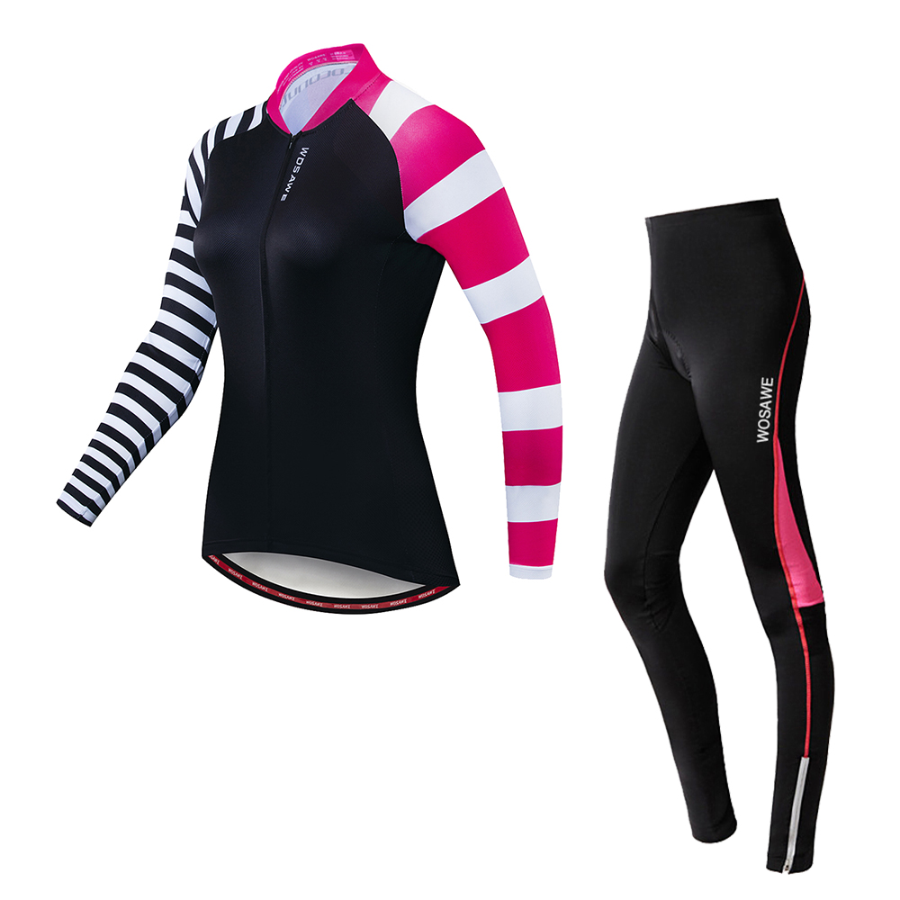 WOSAWE Women's Cycling Jersey Summer Long Sleeve Sports Set ropa ciclismo China Factory MTB Bicycle Cycling Pants