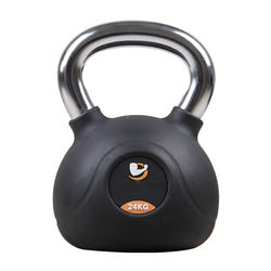 exercise weights adjustable casting iron black rubber coated with  chrome handle kettle bell