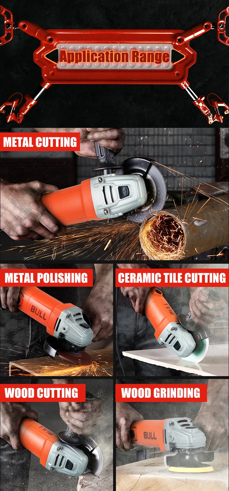 China Portable Power Tools Handle Electric 740w 100mm  Mini Angle Grinder