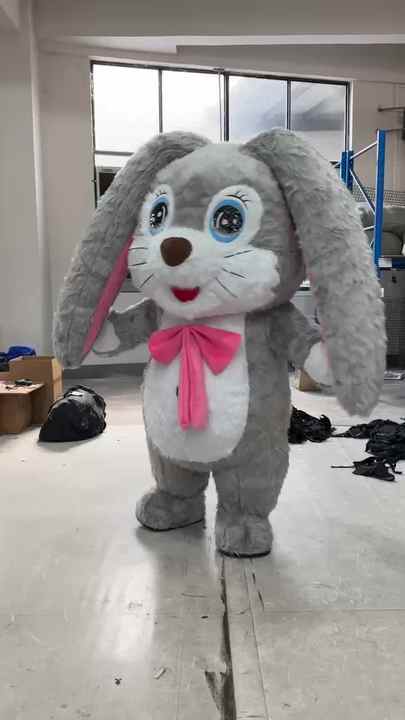 Long Bow Tie Grey Rabbit Inflatable Mascot Costume For Party Dress 2m 2.6m Outdoor Walking Rabbit Bunny Costumes For Festivals