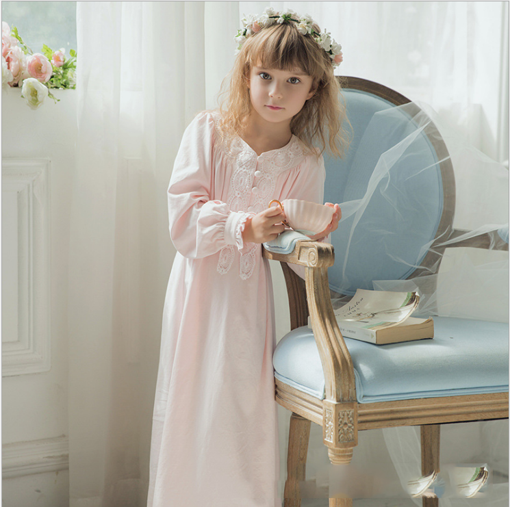 Cxuan Long Sleeve Girls Nightgowns Strawberry Print Toddler Cotton Sleepwear Kids Pajama Dresses