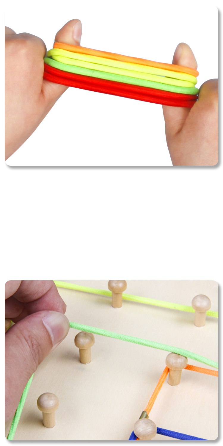 Wholesale Custom Montessori Wooden Geometric Creative Nail Board Hot Selling Develop Kids Hand-eye Coordination Educational Toys