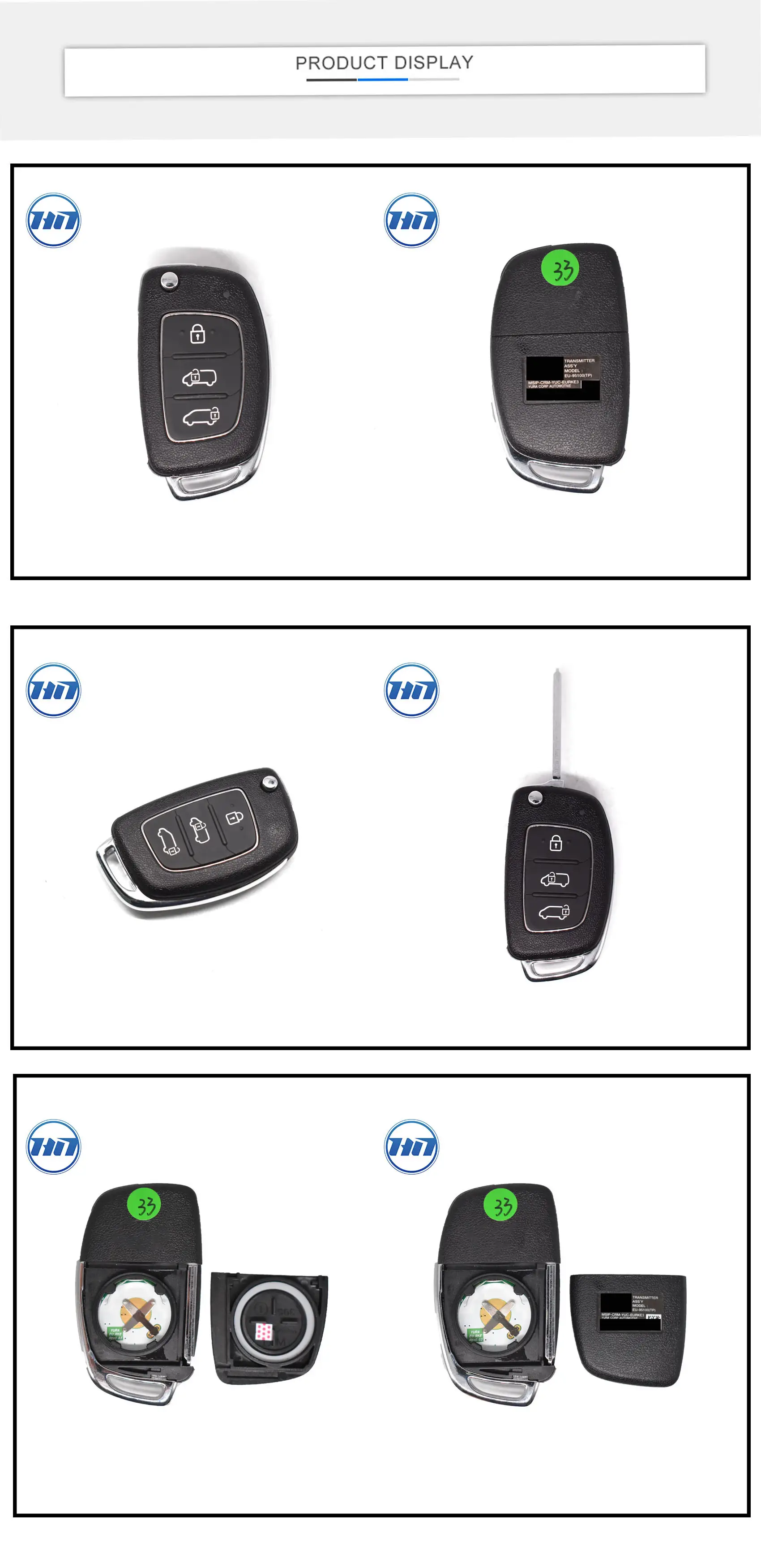 Original 3 Button Flip Car Key Fob Frequencies  FSK 433MHz 4D60 Keyless Auto Car Key EU-95100(TP)