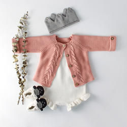 Leaf knitting  pants baby clothes set baby sleeve tops pants outfits suit