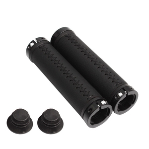 MEROCA 1 Pair Leather Handlebar Grips Double Lock-on Non-Slip Comfortable 22.2mm