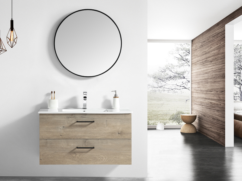 Simple two drawers compact wall bathroom vanity bathroom cabinet