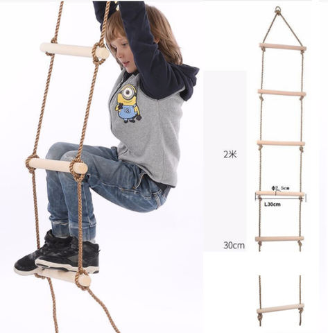 攀岩绳梯子木制攀岩梯儿童绳索游乐场梯子