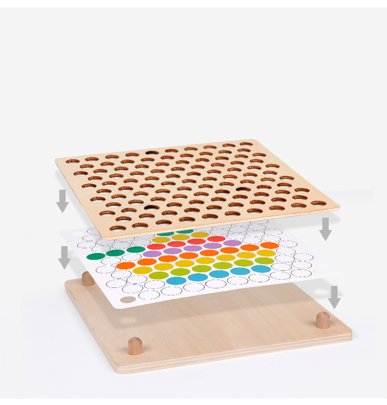New Design Montessori Wooden Clip Beads Puzzle Board Hot Selling Colorful Kids Hand-on Skills Develop Educational Toys