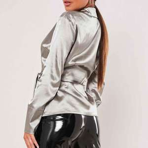 silver satin blouse