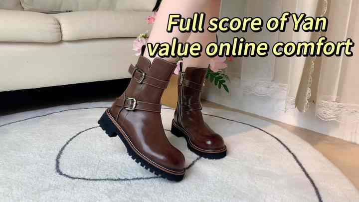 New Winter Autumn Lace up Boot Ladies Boots High Heels Middle Cylinder  Booties Women Crude Heel Metal Leather Buckle Shoes