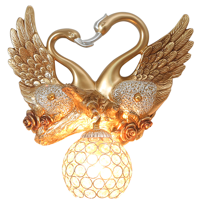 European style peacock wall lamp crystal living room aisle stairs creative wall hanging lamp simple modern bedroom bedside lamp