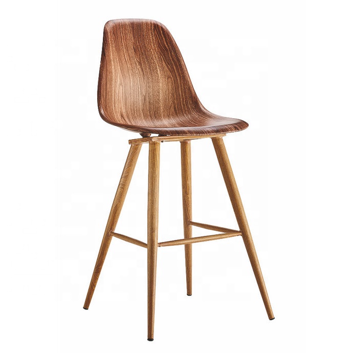 Высокий барный стул белого цвета из полипропилена, деревянный барный стул, мебель, барный стул