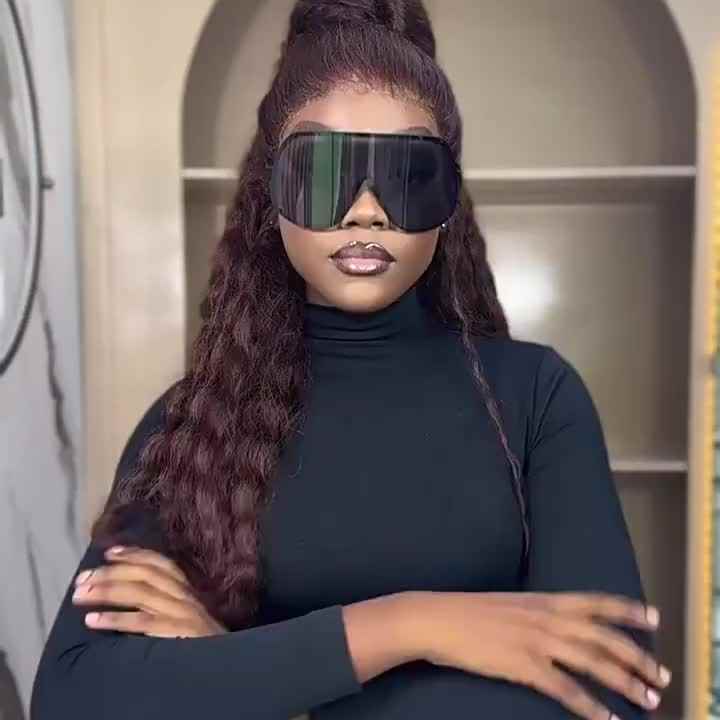 Trendy Oversized Shield Sunglasses for Unisex - Steampunk  display picture 1