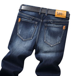 Business Menswear Classic Jeans Men Mid-Rise Straight Denim Pants Mens Comfortable Trousers Loose Fit Jeans