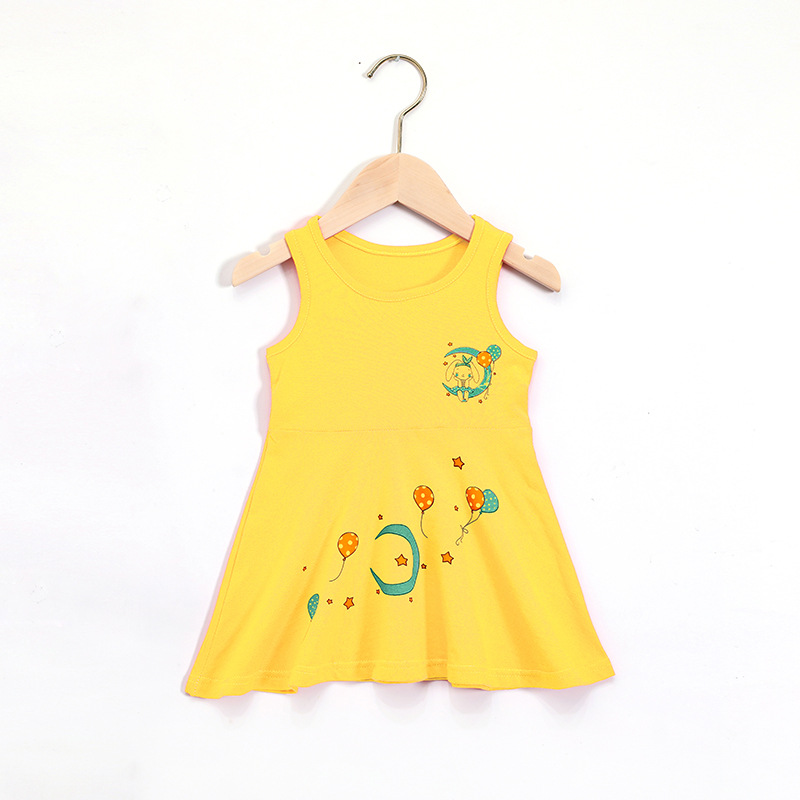 Новинка для девочек, юбка-жилет в Корейском стиле, летнее однотонное платье принцессы для маленьких девочек с мультяшным рисунком, 2021