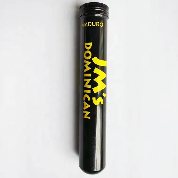 custom logo printed aluminum cigar tube with screw cap metal packaging