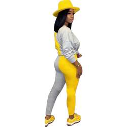 Autumn and winter new style hot-selling loose sleeve set, color block mosaic two-piece set