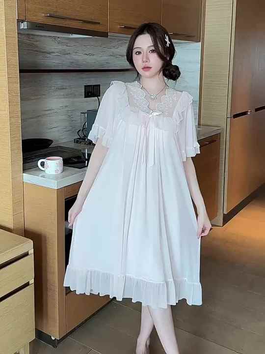 Women's Sleepwear Girl Short Night Dress Silver Whispers