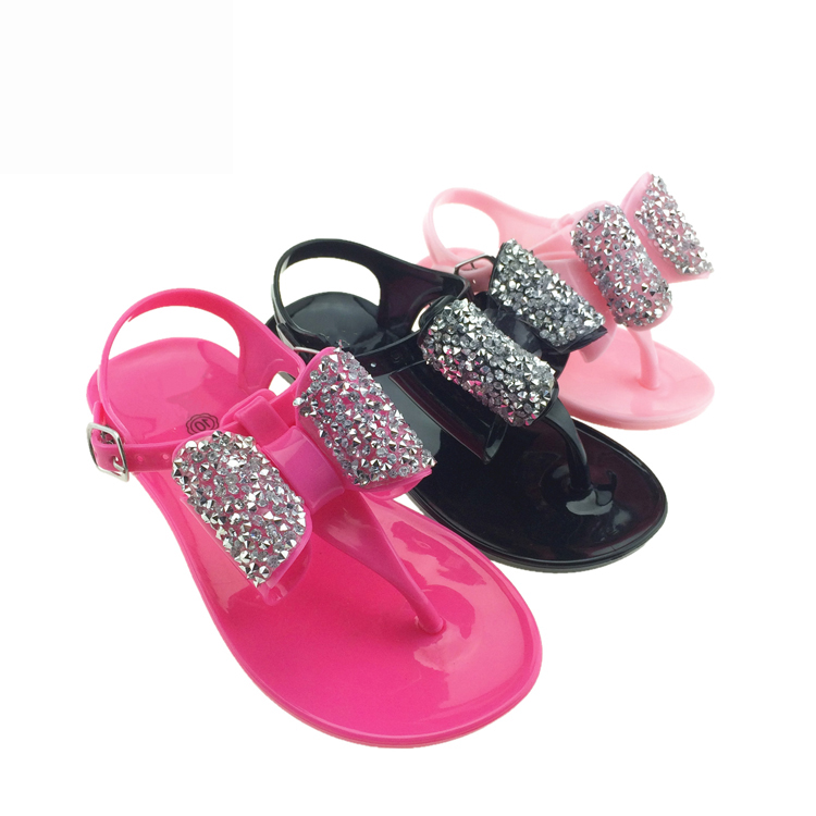 Оптовая продажа, симпатичные детские сандалии-желе из ПВХ на плоской подошве