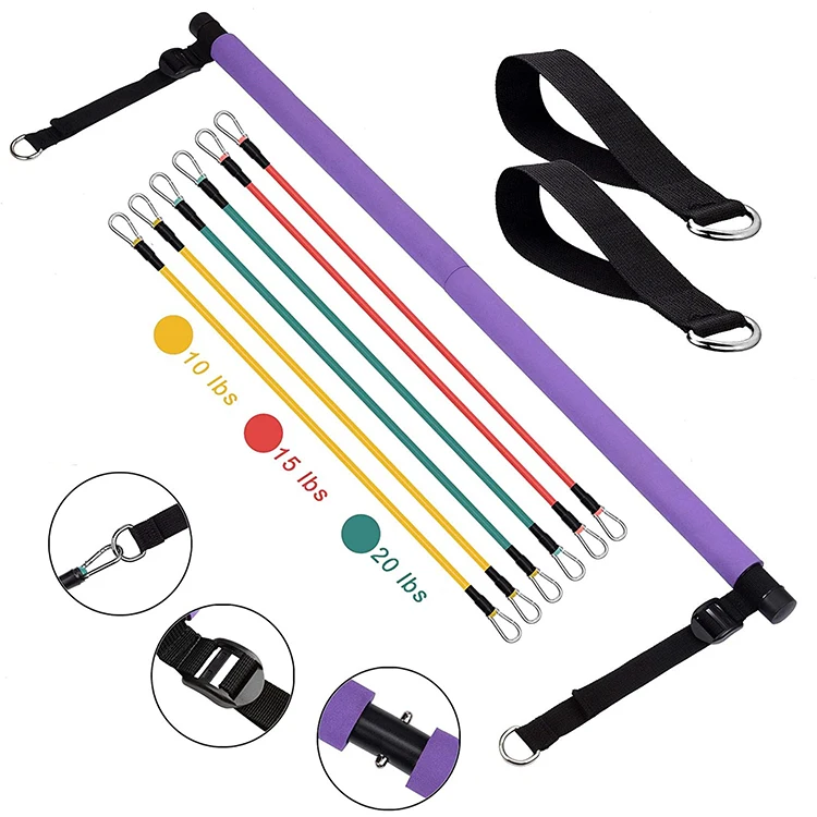 Заводская акция, регулируемая портативная палка для фитнеса, йоги, пилатеса, набор для бара с эспандерами