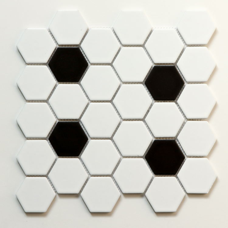 Pearl White Hexagon Ceramic Mosaic Art Tile Ceramic For Bathroom Ceramic Tile Mosaic