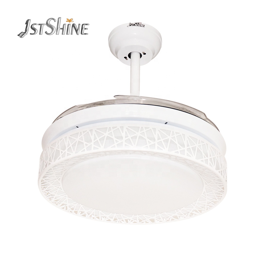 1stshine Decorative Low Watt White Lighting Inverter Fancy Ceiling Fans With Led Lights Remote Control