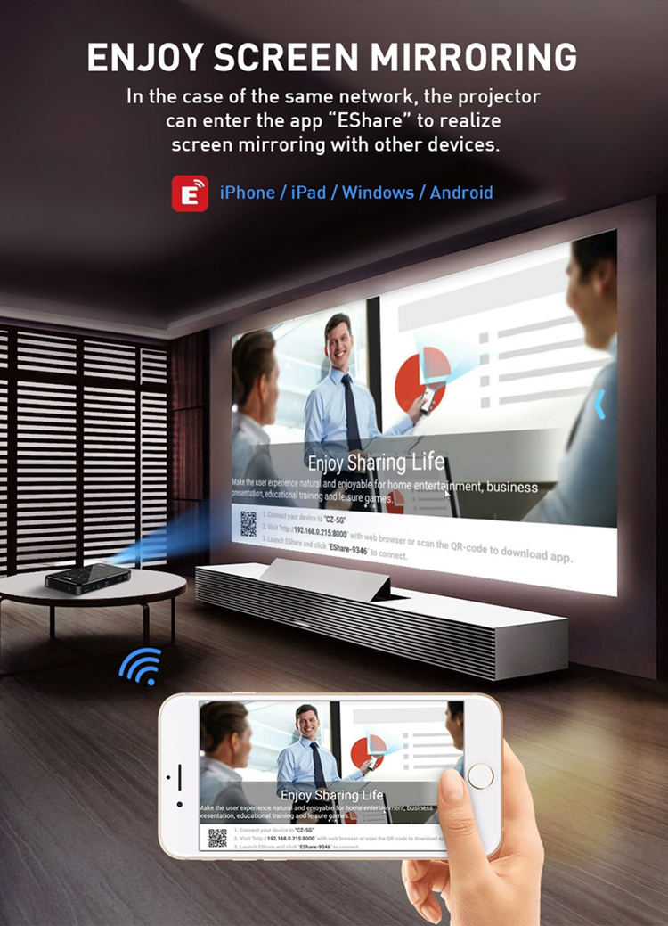 Super Mini home cinema 4K HD smart Android wireless DLP projector