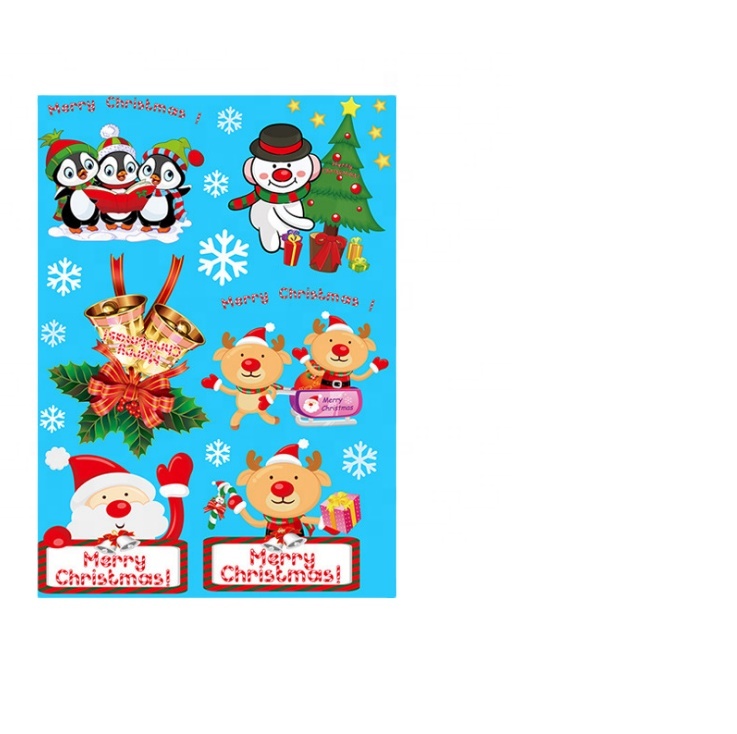 Многоразовые рождественские оконные статические липкие двухсторонние наклейки, съемные стеклянные наклейки, электростатические виниловые наклейки