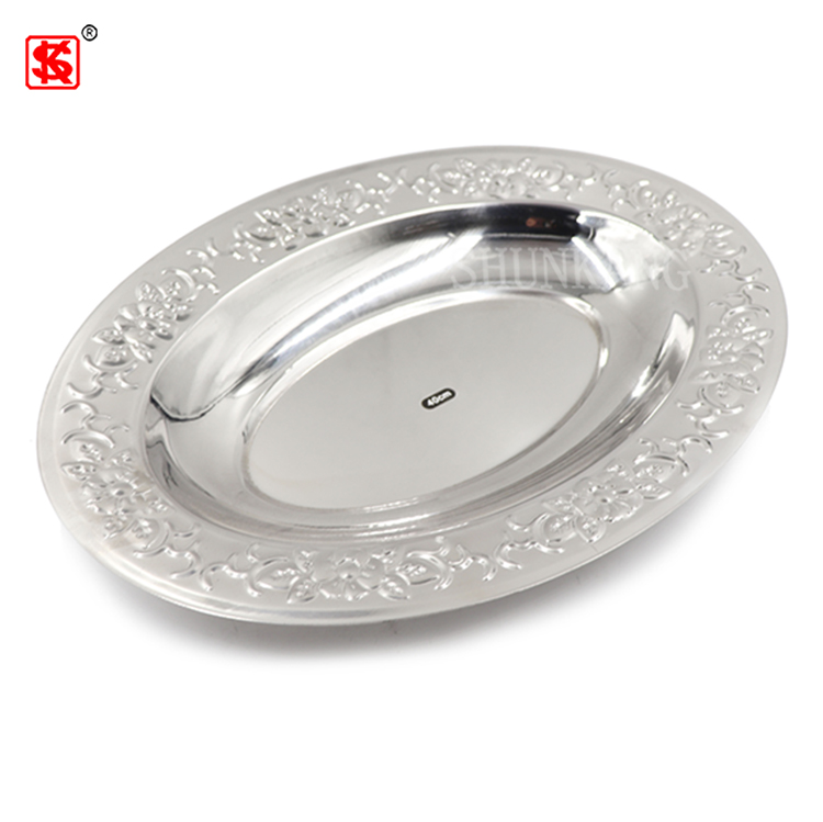 Good Quality Stainless Steel Oval Shape Plate Decorative Deepened Dinner Plate