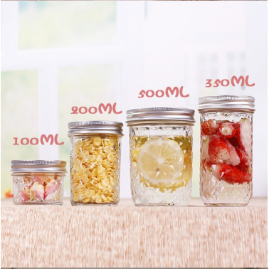 Wholesales Factory Price Glass Jar With Metal Cover/Glass Storage Jar With 2 Part Lid Top Glass