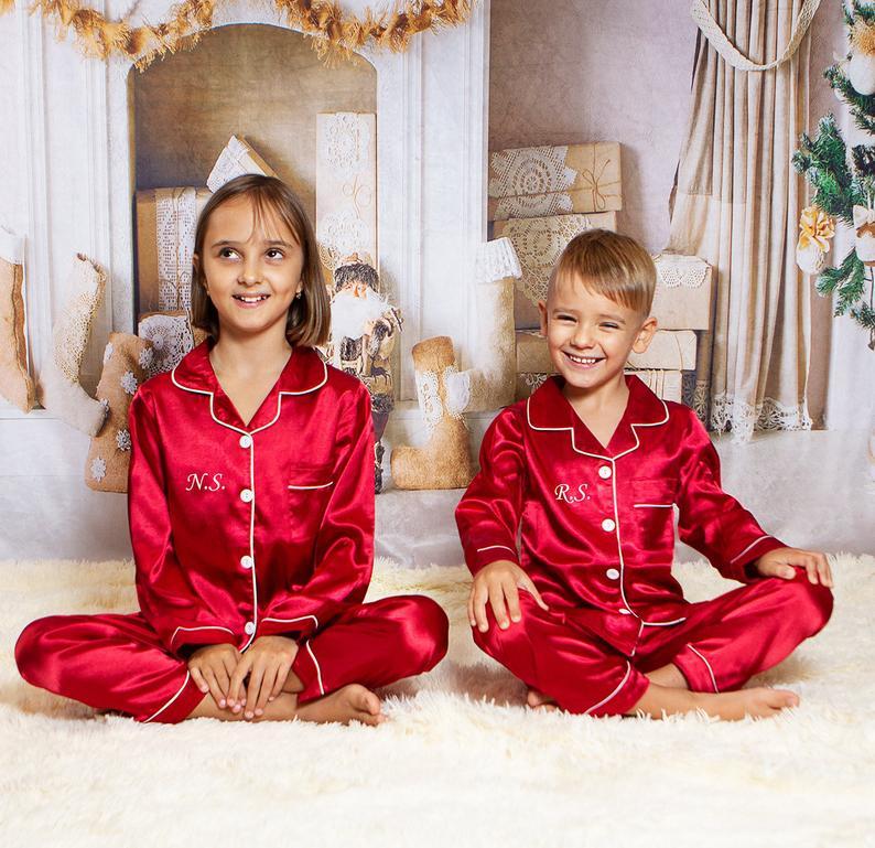 Pijamas Familiares De Navidad De Satén - Conjunto A Juego Para Mujeres, Hombres, Niños Y Bebés