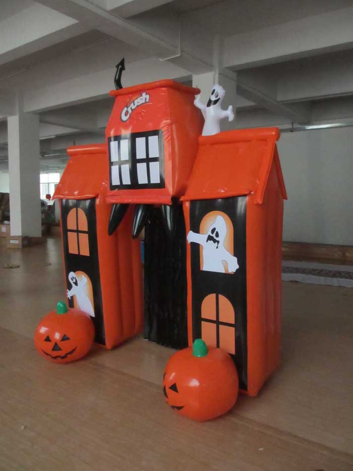 Decorazione Gonfiabile Per Esterni Halloween 3,7m - Arco Casa Infestata Con Zucca Fantasmi E Luci LED