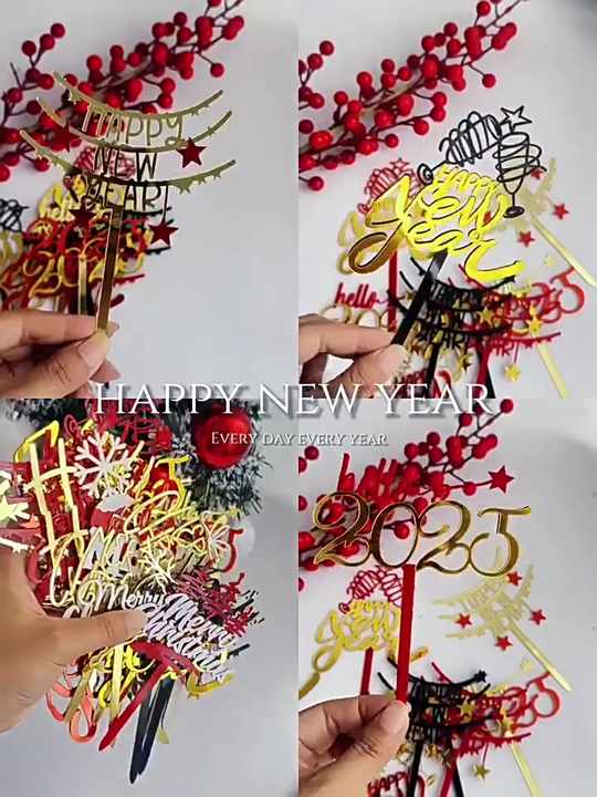 ENLACE 2026 - Decorazione per torta di Capodanno, 13 pezzi, con glitter per torta Happy New Year 2026, decorazione per torta di Capodanno, decorazione 2026, decorazione per torta di Capodanno, colore